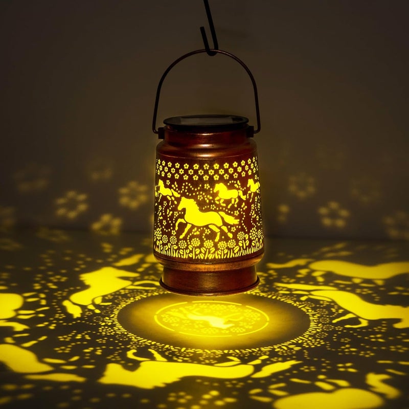 KIKUSUI Horse Lover Gifts Solar Lanterns Outdoor Decor, Gifts for Mom Women Dad Men, Metal Decorative LED Lanterns for Yard, Patio, Lawn, Tabletop, Pathway, Landscape, Garden Decor - Image 1
